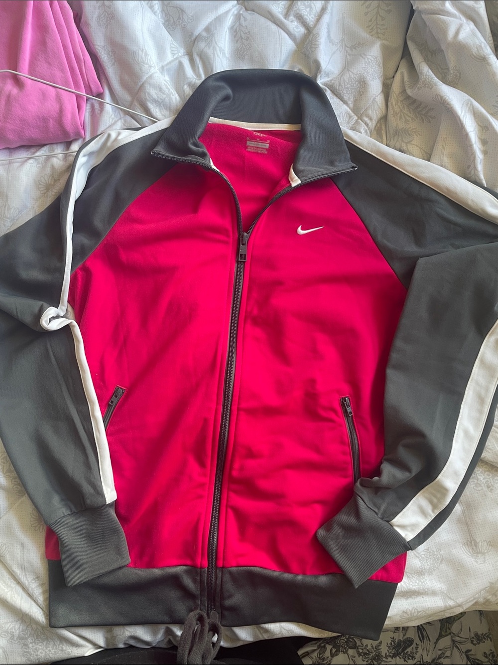 Nike Women's deep Pink and Gray Zip Utility Jacket